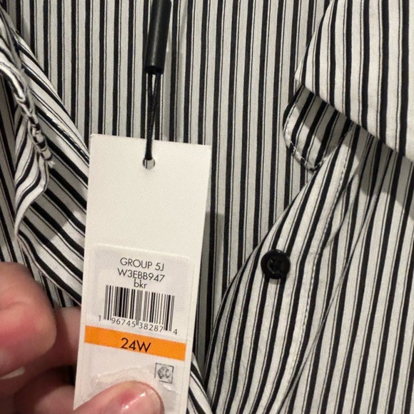 NWT Calvin Klein Women’s Plus Size 24 Striped Button Sleeveless Dress - Picture 6 of 13